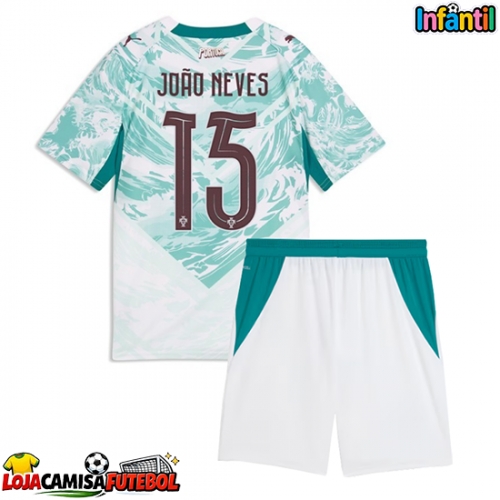 Camisa de Futebol Portugal Joao Neves #15 Equipamento Secundário Infantil Mundo 2026 Manga Curta (+ Calças curtas)